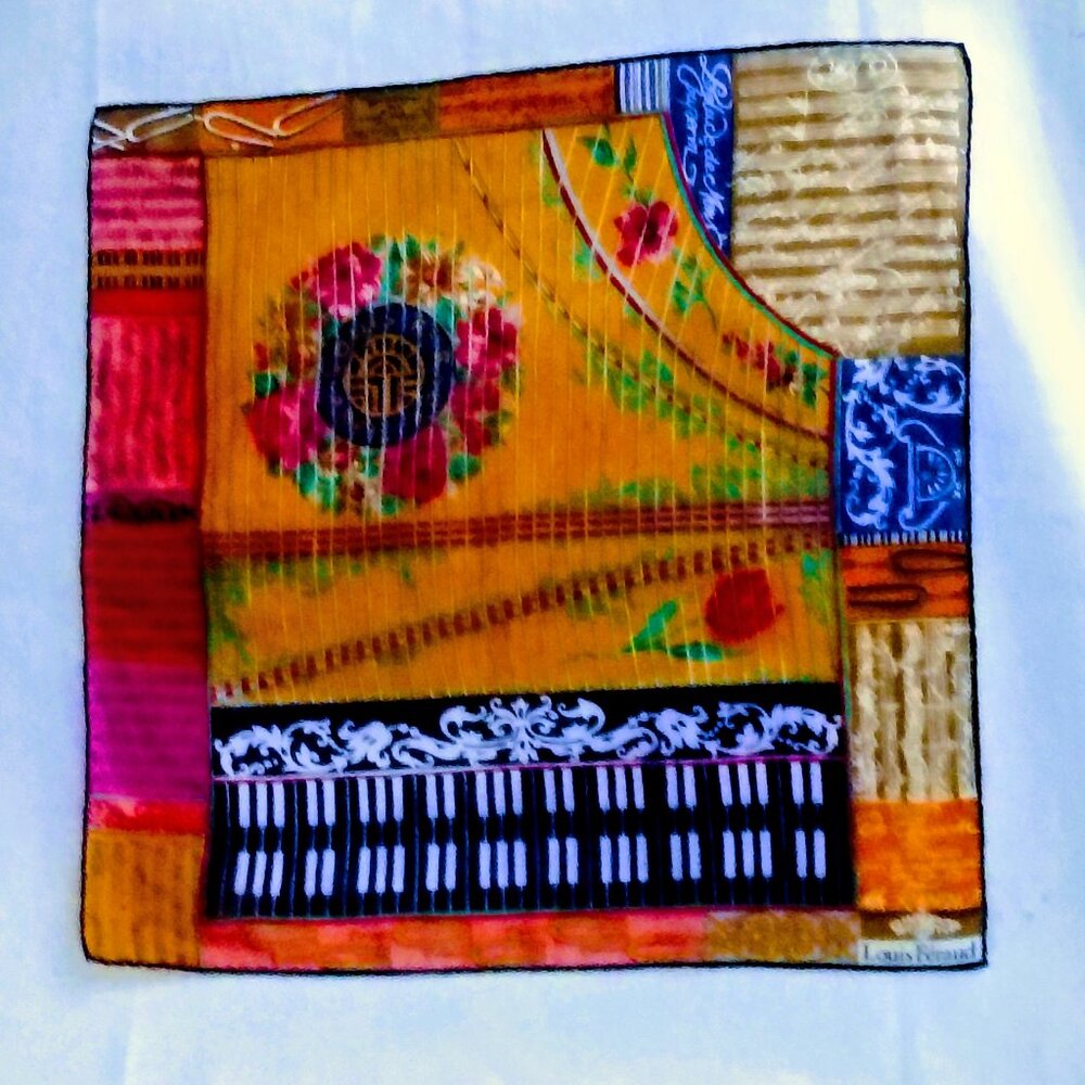 ❤️RARE LOUIS FERAUD Musical Theme Pocket Square Scarf Hankie 12x12